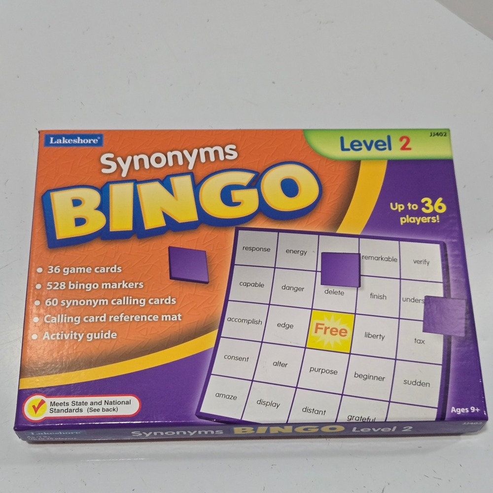 Lakeshore Synonyms Bingo Level 2 Educational Vocabulary Game JJ402 Ages 9+